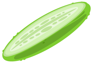 Salatalığın farklı kısımları, bütün, dilimlenmiş ve kesilmiş, beyaz arka planda izole edilmiş..