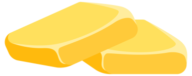 Tereyağı ekmek bıçağıyla ve tereyağlı buklelerle kaplanmış, kahvaltı sahnesini resmediyor..