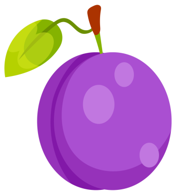 Bu resimde dört mor erik var, bazıları ikiye bölünmüş ve bazıları da yapraklarla dolu..