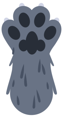 Kedi patileri hazır. Kitty 'nin çizgi filmdeki ayak izleri. Evcil hayvan ayağı