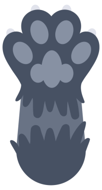 Kedi patileri hazır. Kitty 'nin çizgi filmdeki ayak izleri. Evcil hayvan ayağı