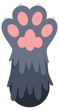 Kedi patileri hazır. Kitty 'nin çizgi filmdeki ayak izleri. Evcil hayvan ayağı