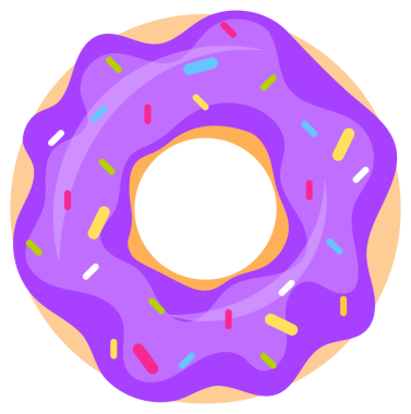 Farklı malzemeli çizgi film çörekleri. Donut kek seti. Lezzetli tatlı tatlılar