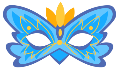 Karnaval maskesi seti. Tüylü, çiçekli renkli maskeler..