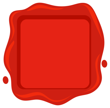 Çember, kare, yıldız, kalp ve kalkan gibi dokuz farklı kırmızı balmumu fok şeklindeki koleksiyon, beyaz üzerine izole edilmiş..