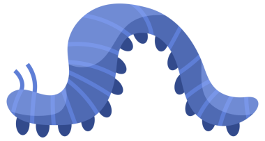 Renkli tırtıllar sürünüyor ve gülümsüyor çizgi film karakteri tasarımı düz çizim.