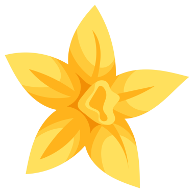 Vanilya kabukları ve vanilya çiçeklerinin yer aldığı çizimler, lezzet, baharat ve pişirme projeleri için idealdir..