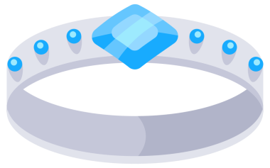 Altın alyansların içi ve dışı açık kırmızı ve pembe kutularla çevrili..