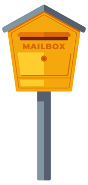 Posta ve posta kutularının koleksiyonu, posta ve yazışma almak için farklı tasarım ve renklerin gösterildiği.