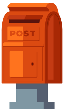 Posta ve posta kutularının koleksiyonu, posta ve yazışma almak için farklı tasarım ve renklerin gösterildiği.