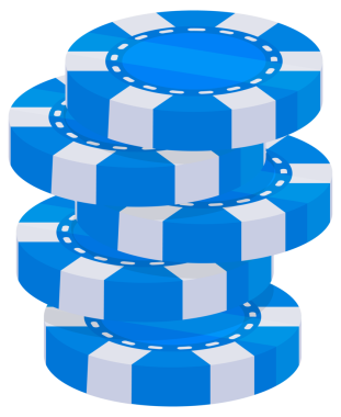 Kırmızı ve mavi kumarhane fişleri yığıldı ve düştü. Kumarı, kazanmayı ve para kaybetmeyi temsil ediyor..