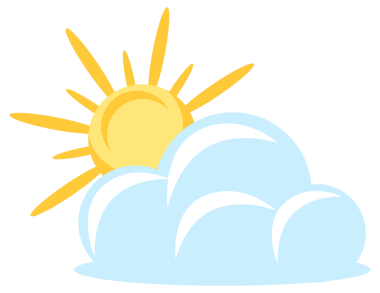 Güneşli, bulutlu, yağmurlu, fırtınalı ve karlı koşulları temsil eden hava simgeleri, gece ve gündüz.