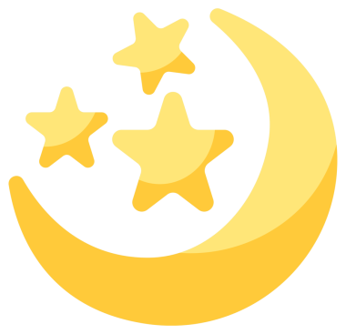 Güneşli, bulutlu, yağmurlu, fırtınalı ve karlı koşulları temsil eden hava simgeleri, gece ve gündüz.