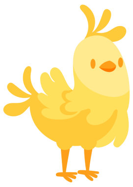 Çizgi filmde bir horoz, bir tavuk, iki civciv ve bir tavuk yumurtalı bir yuvada oturuyordu..