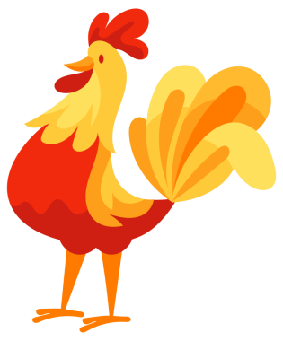 Çizgi filmde bir horoz, bir tavuk, iki civciv ve bir tavuk yumurtalı bir yuvada oturuyordu..