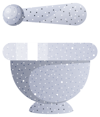 Dört gri harç ve tokmak takımı, baharat, bitki ve fındık öğütmek için mutfak aletleri..