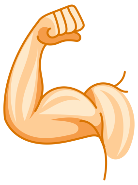 Güçlü kollar, kasları, güçlü ön kolları, çizgi film, siluet ve çizgi sanatı tarzında gösteriyor..