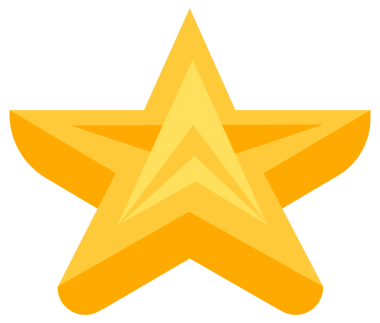 Dokuz farklı çizgi film stili altın yıldızlar parıldıyor.