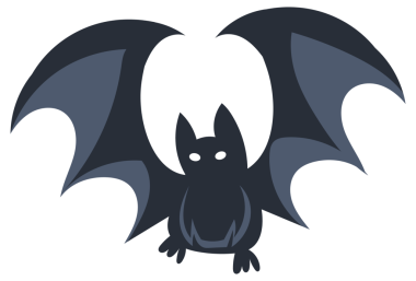 Kanatlarını çırpan ve bir dala asılı dört farklı çizgi film yarasası.