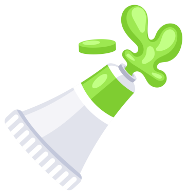 Palet, boya tüpleri ve fırçalar da dahil olmak üzere çizim ve resim için bir takım araçlar