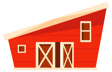 Farklı mimari tarzları gösteren kırsal ahır koleksiyonu.