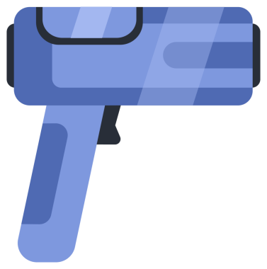 Basit düz bir illüstrasyon tarzında lazer ışınları kullanarak barkodları tarayan modern elektronik cihazlar koleksiyonu