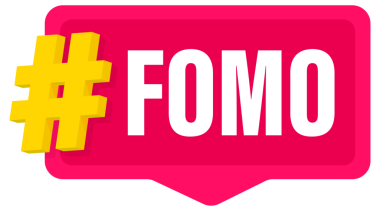 Üzerinde etiket sembolü olan üç pembe konuşma balonu konsepti kaybetme korkusunu temsil ediyor.