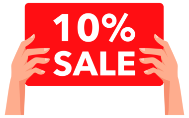 Ellerinde kırmızı tabelalar var. Farklı renklerde yüzde on indirimli reklam veriyorlar.