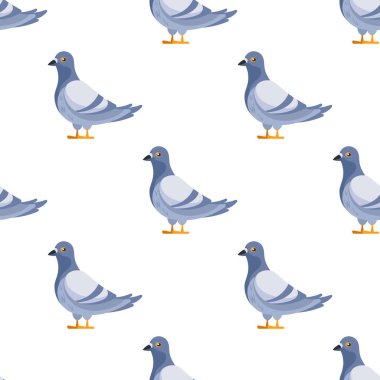Beyaz arka planda duran kusursuz güvercin deseni, basit düz tasarım