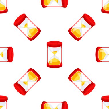 Kırmızı kum saatinin pürüzsüz deseni, beyaz bir arka planda, zamanın geçişini sembolize ediyor.