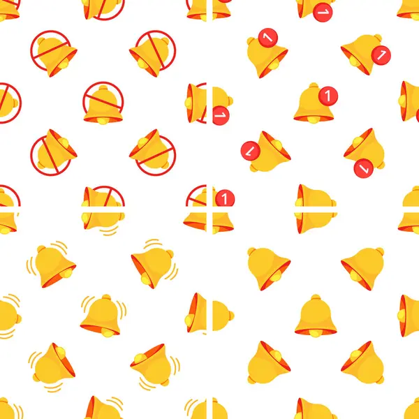 Bildirim çanları çalan ve uyarı çanları beyaz arka planda susturulan kusursuz desen, web siteleri veya sosyal medya için ideal