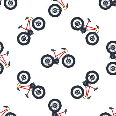 Kusursuz tekrarlayan kırmızı motorlar, bazıları ayakta, bazıları yan yatmış, bisiklet sürmek için mükemmel ya da açık hava temalı tasarımlar.