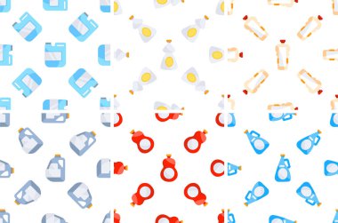 Temizlik ürünleri şişeleri beyaz arka planda pürüzsüz bir kalıp oluşturuyor, temizlik şirketleri ve temizlik hizmetleri için ideal