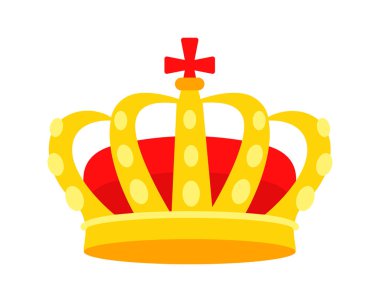 Kırmızı kadife ve haçlı altın taç, krallığın, otoritenin ve krallığın sembolü.