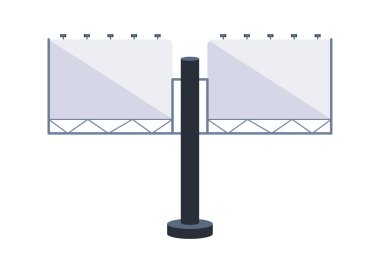 Metal bir yapıda reklam alanı sağlayan iki boş reklam panosu.