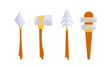 Tarih öncesinden kalma baltalar, mızraklar ve sopalar tarafından kullanılan av ve savunma silahları.