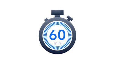 Altmış dakikalık beyaz ve yeşil ekran arkaplanını gösteren Stopwatch canlandırması