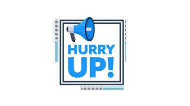 Megafon, beyaz ve yeşil ekran arka planında izole edilmiş, acele işareti ile duyuru yapıyor.