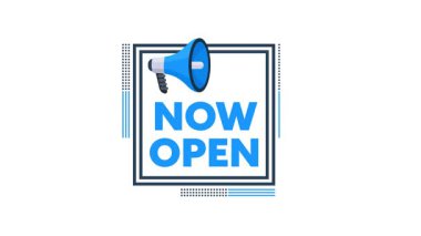 Şimdi megafonla açılış duyurusu, yeni iş reklamları için mükemmel.