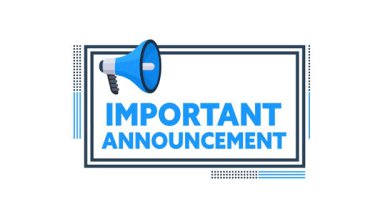 Pazarlama ve reklam için megafon simgesi içeren önemli bir duyuru imzası