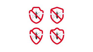 Beyaz ve yeşil ekran arka planında sivrisinek kovucu işareti ve koruma kalkanı canlandırması