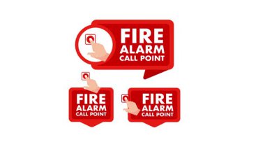 Canlandırılmış el alarmı çalıştırılıyor, beyaz ve yeşil ekranda izole edilmiş.