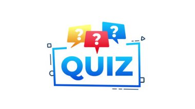 Soru işaretli animasyon sınav pankartı, eğitim videoları ve çevrimiçi testler için ideal