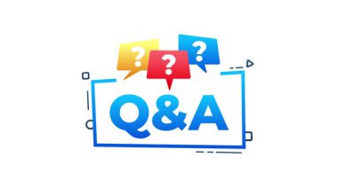 Beyaz ve yeşil ekran arka planında renkli konuşma baloncukları olan sorular ve cevaplar simgesi