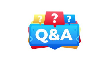 Beyaz ve yeşil ekranda renkli sekmeler ve soru işaretleriyle soru ve cevap kavramı