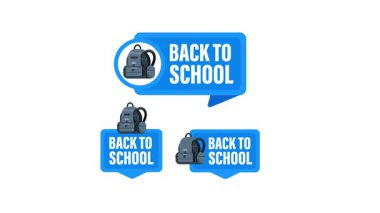 Okul çantasının simgesi ile okul pankartıyla canlandırılmış, eğitim videoları ve promosyonlar için mükemmel