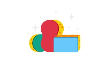 Beyaz ve krom anahtar arkaplan üzerinde izole edilmiş farklı şekil ve renklere sahip süngerler