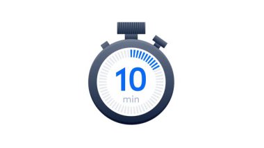 Kronometre animasyonu geri sayım on dakika beyaz ve yeşil ekran arka planında izole