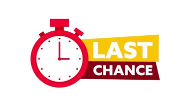 Kronometre animasyonu beyaz ve yeşil ekran arkaplanındaki son şans afişi