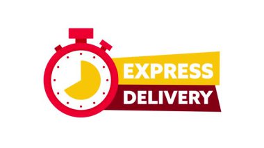 Ekspres dağıtım harfli kronometre tıklıyor, beyaz ve yeşil ekranda izole ediliyor